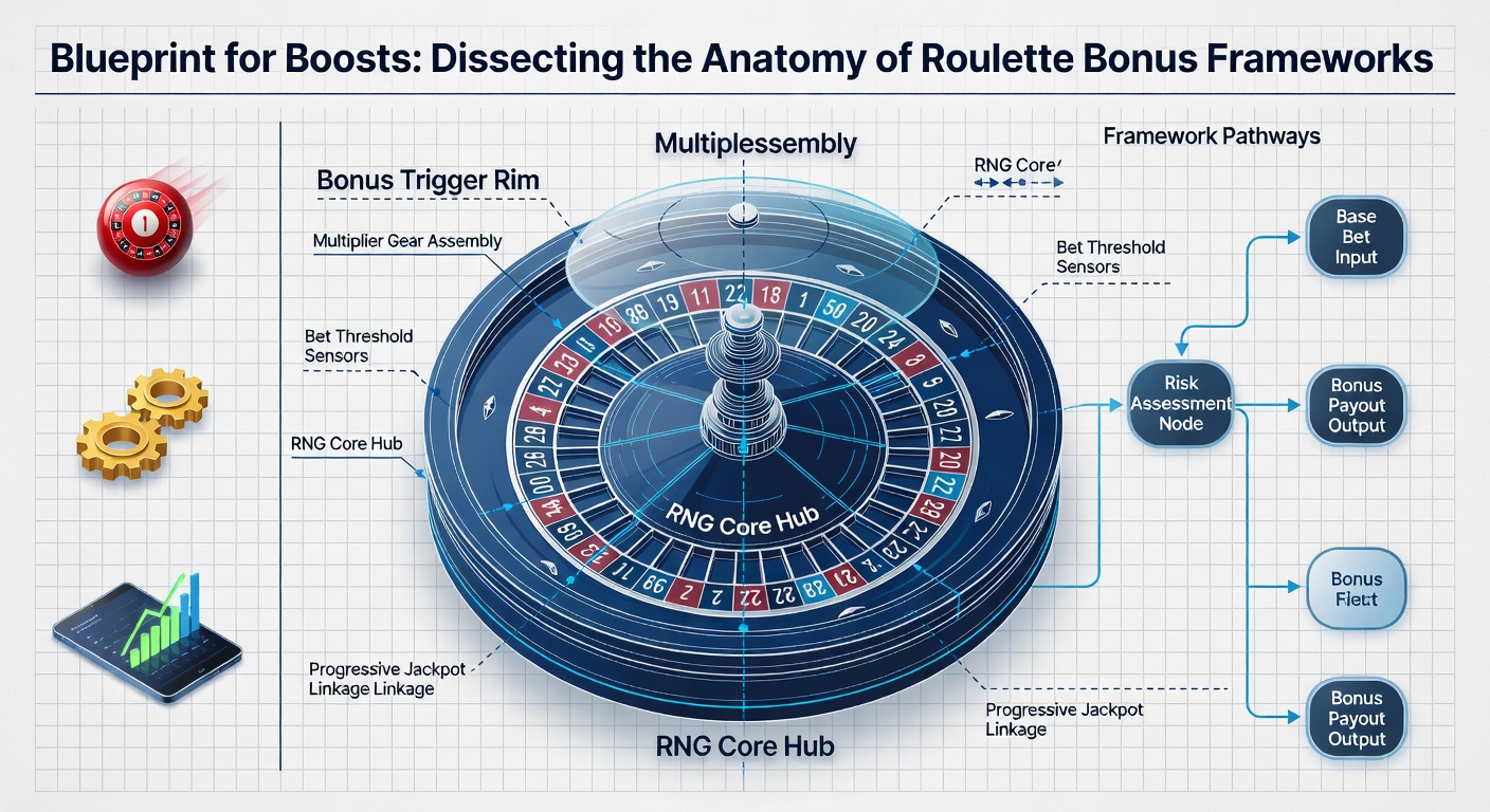 Diagram illustrating the layered structure of a typical roulette bonus framework, showing wagering requirements, contribution rates, and withdrawal paths branching outward from a central bonus core