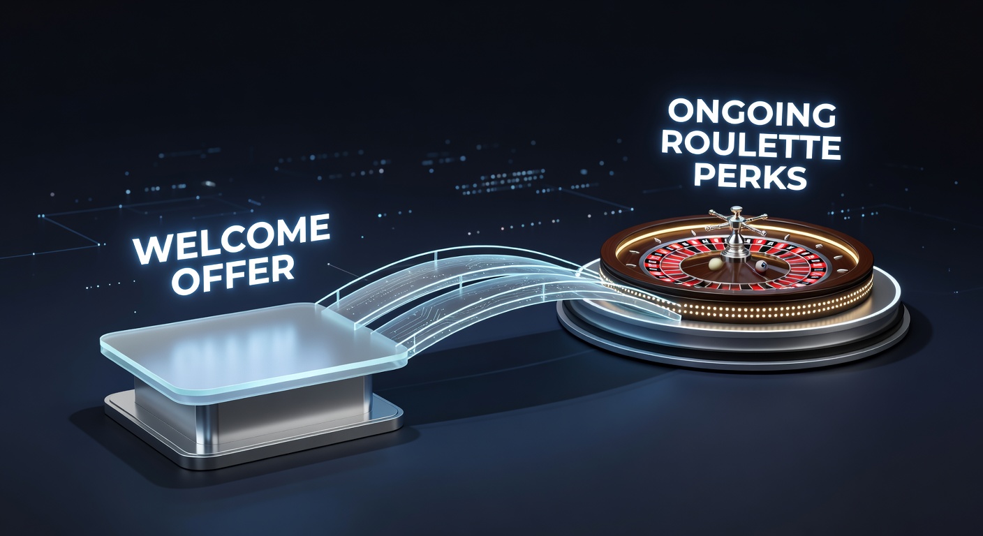 Dynamic graphic showing a player progressing from welcome bonus activation to VIP roulette perks via a glowing bridge pathway
