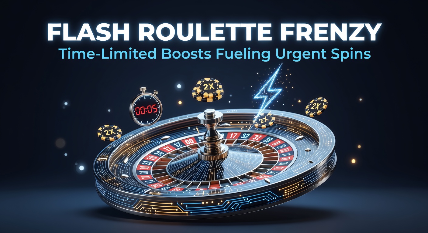 Vibrant roulette wheel spinning rapidly under flashing bonus lights, capturing the high-energy frenzy of time-limited promotions