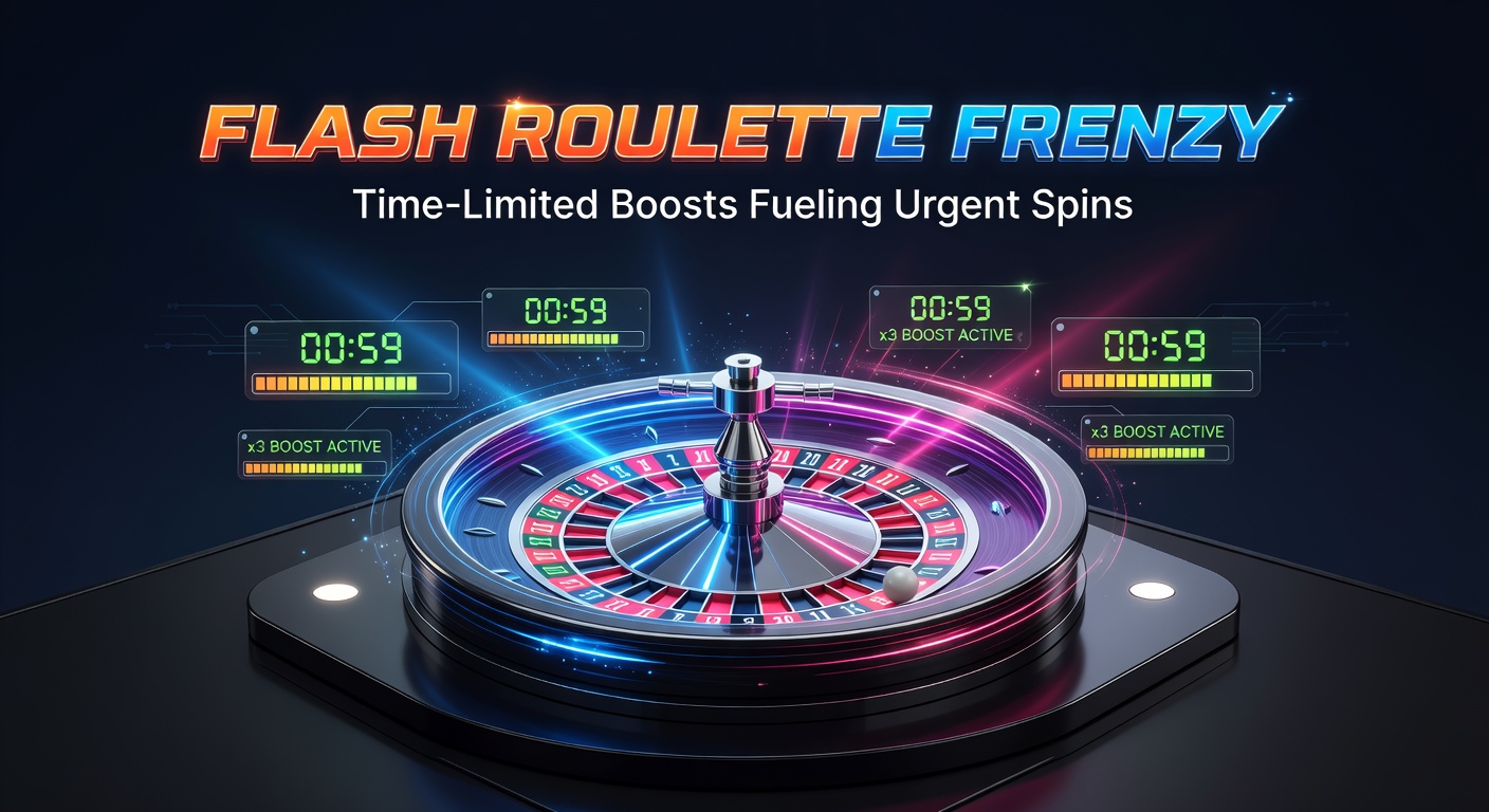 Close-up of a mobile screen showing a countdown timer for a roulette flash bonus, with spinning wheel and urgent notification overlay