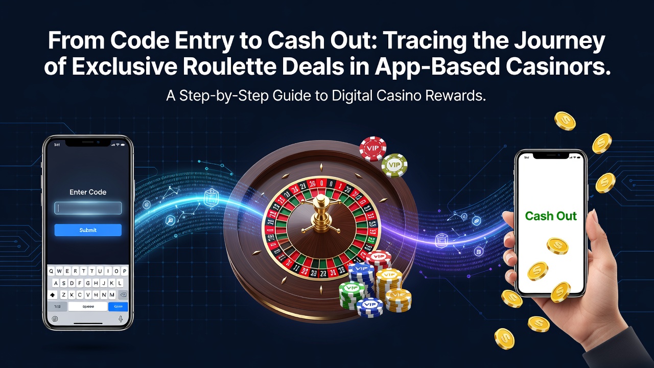 Mobile app interface showing roulette wheel with bonus code entry prompt on a smartphone screen