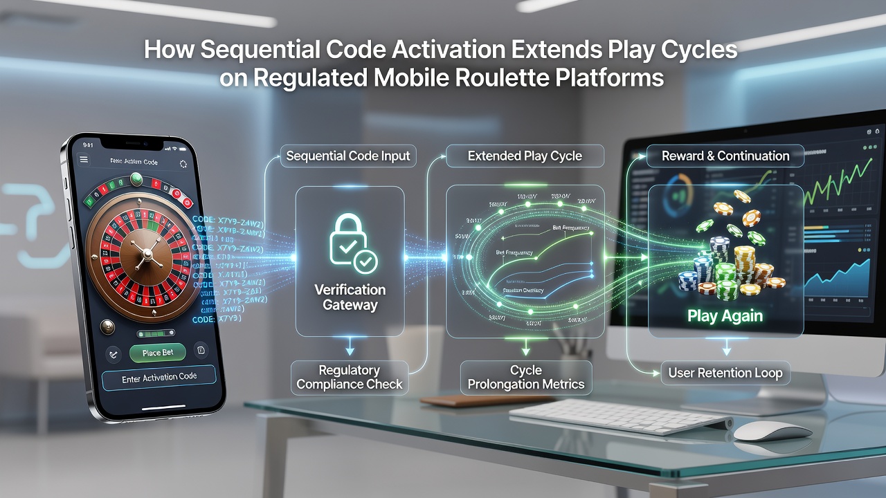 Analytics dashboard displaying extended play cycle metrics from sequential code activations on mobile roulette