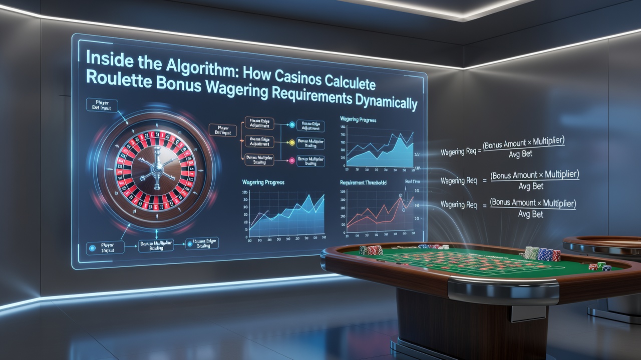 Casino software interface displaying dynamic wagering calculations for roulette bonuses