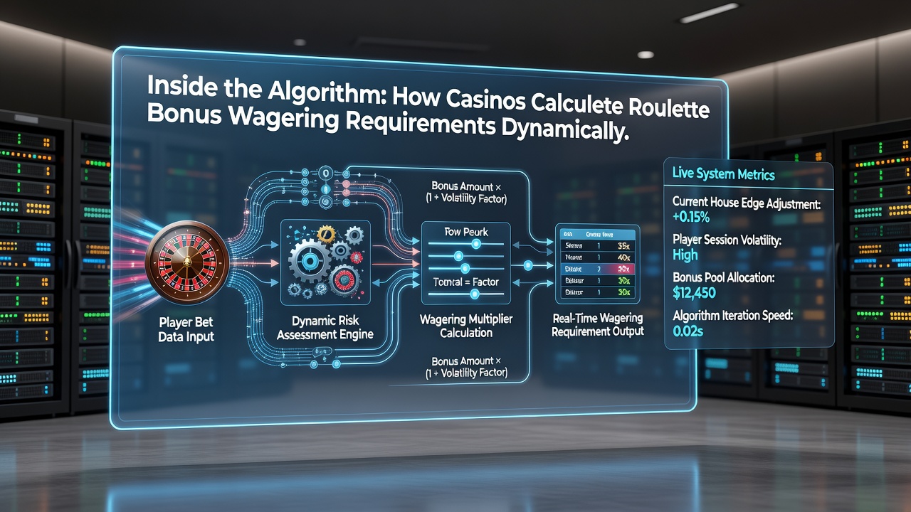 Flowchart illustrating algorithmic steps for adjusting roulette bonus wagering in real time