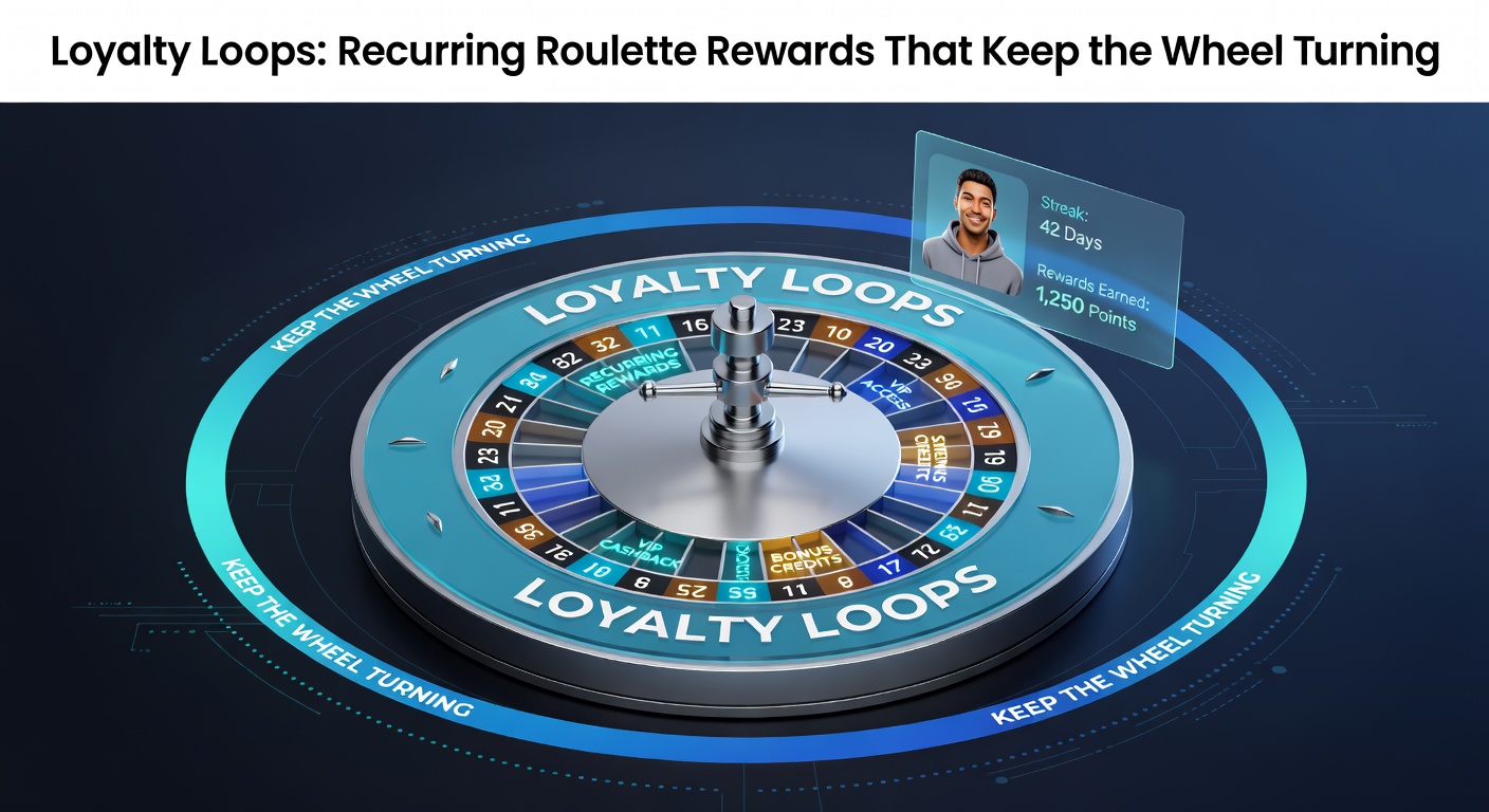 Visual representation of a looping roulette wheel integrated with reward tiers and spinning coins symbolizing continuous player incentives