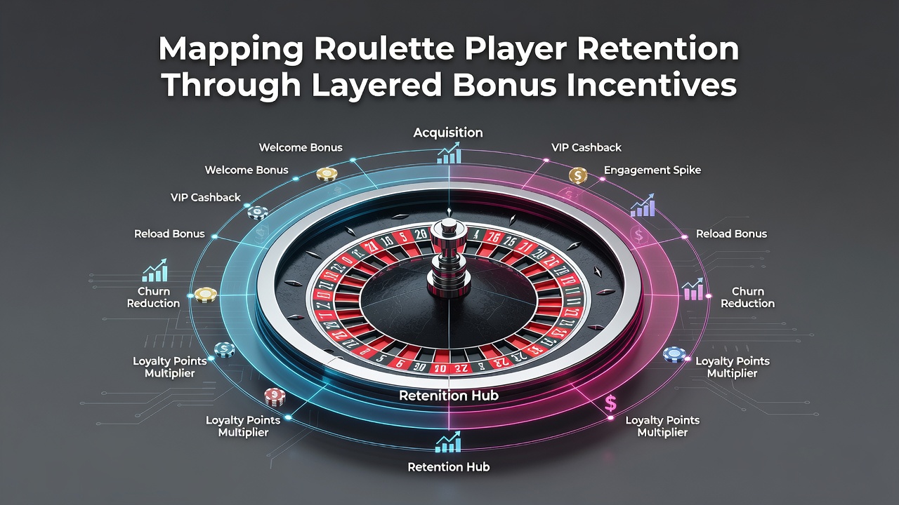 Diagram showing layered bonus structures and player retention pathways in online roulette platforms