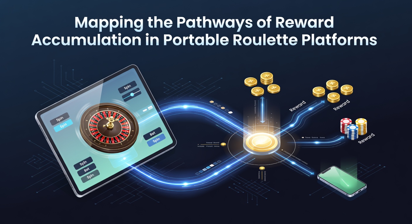 Illustration of interconnected reward pathways visualized across a portable roulette interface