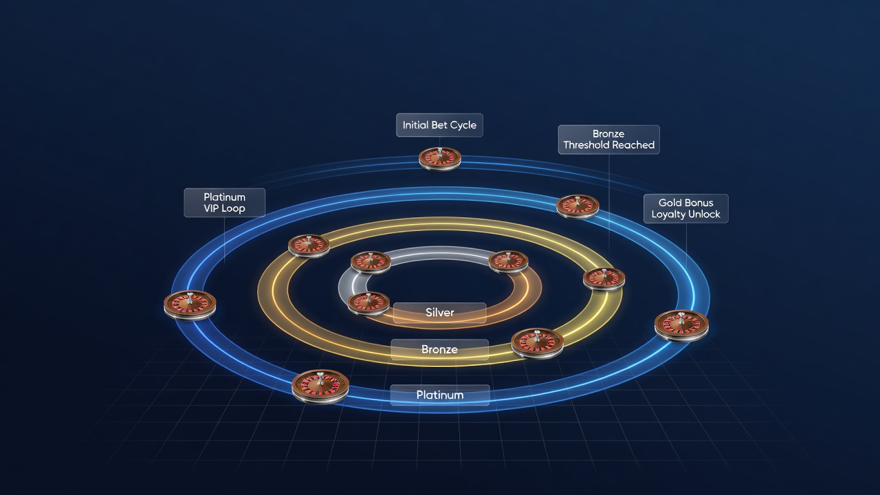 Graph illustrating roulette player engagement cycles correlated with reward threshold achievements over a six-month period