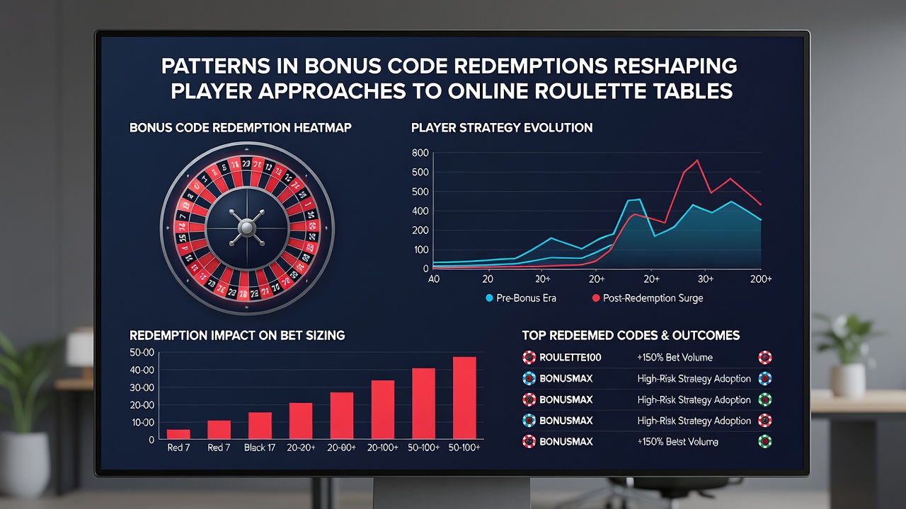 Player analytics dashboard displaying bonus redemption frequency and roulette table preferences