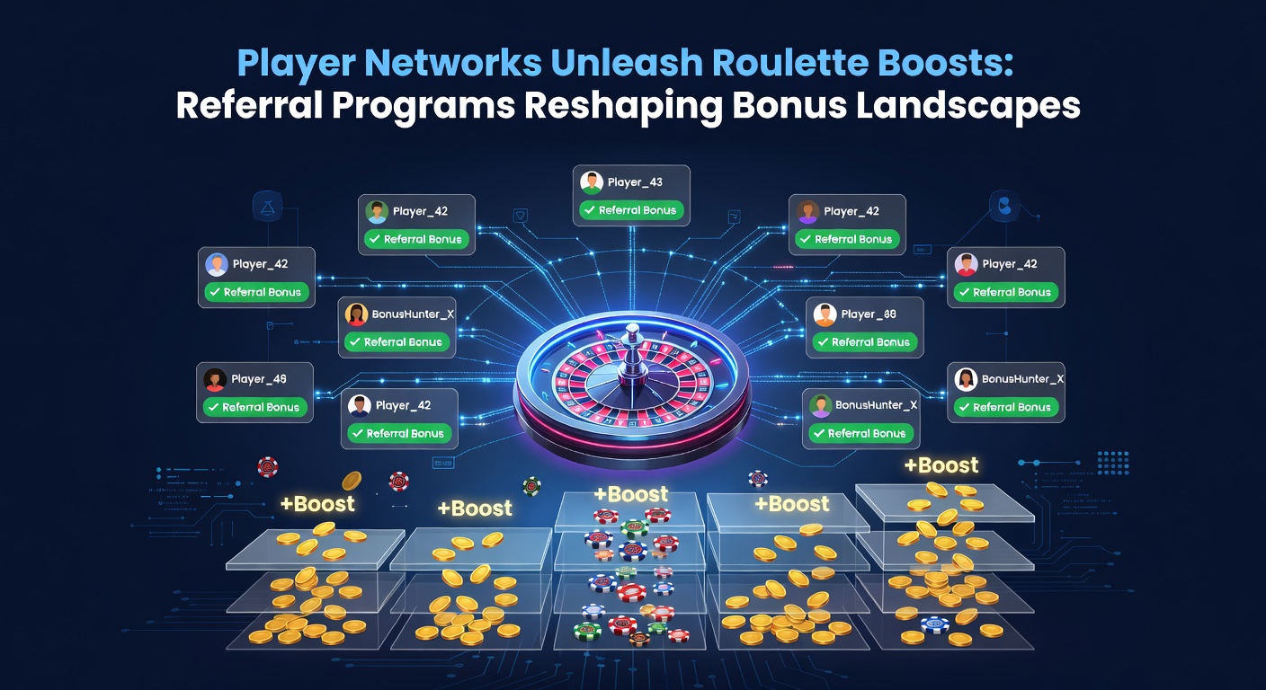 Dynamic illustration of referral chains expanding roulette bonus rewards across global player communities