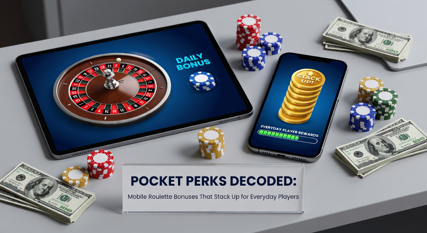 Close-up of a player's hand holding a phone, roulette wheel spinning on screen with overlay notifications for stacking bonuses like cashback and free spins