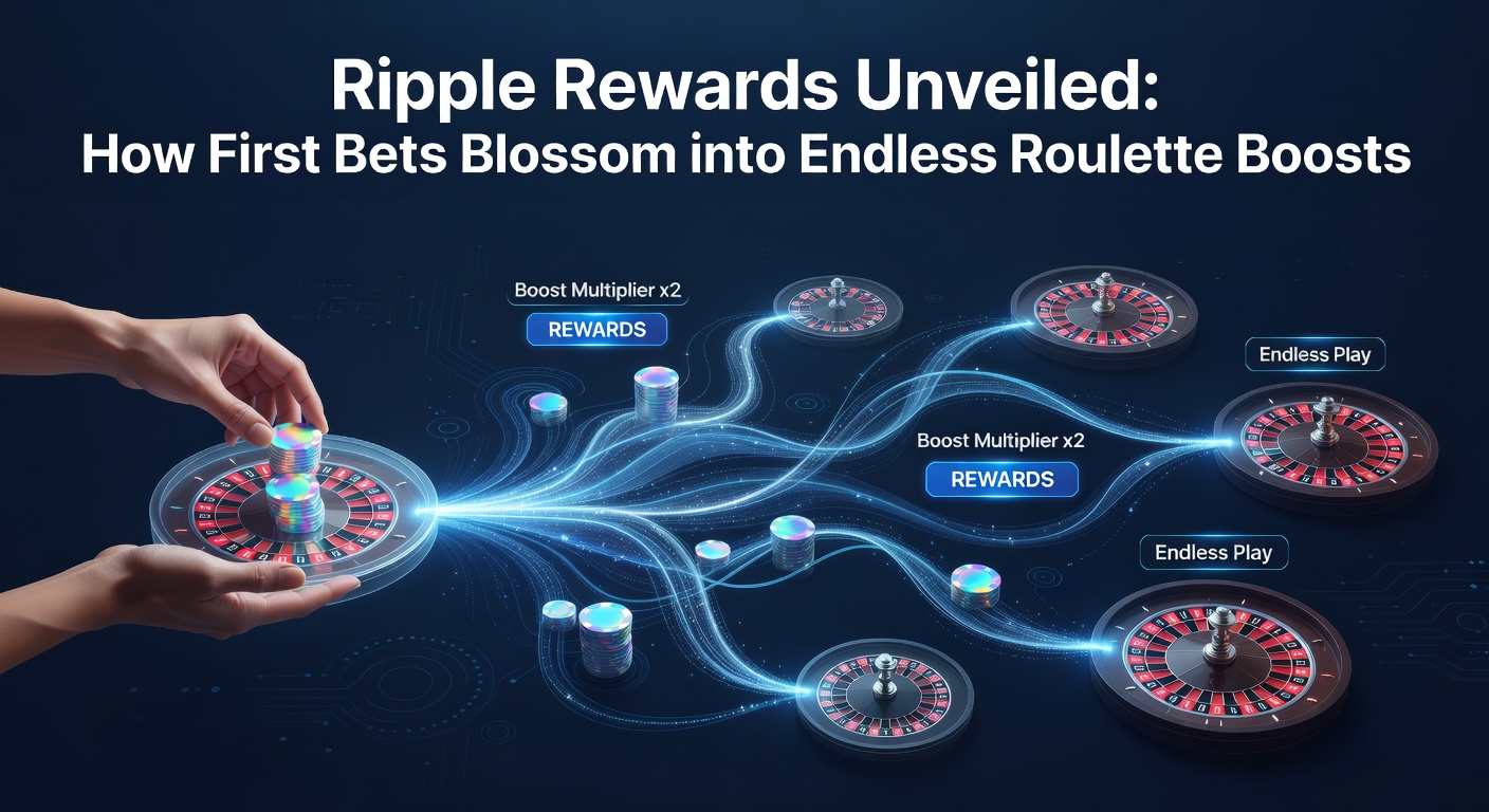 Vibrant roulette wheel with cascading reward icons symbolizing rippling bonuses from first bets