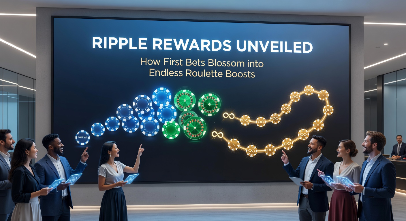 Digital graphic of roulette table with rippling reward waves expanding from a central first bet chip