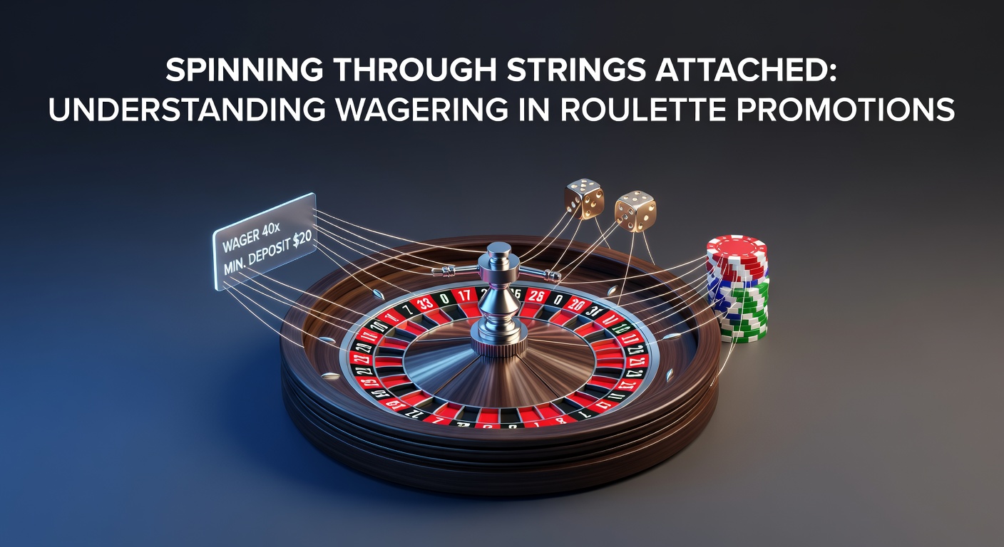 Roulette wheel with bonus chips and wagering terms overlay, illustrating strings attached to promotions
