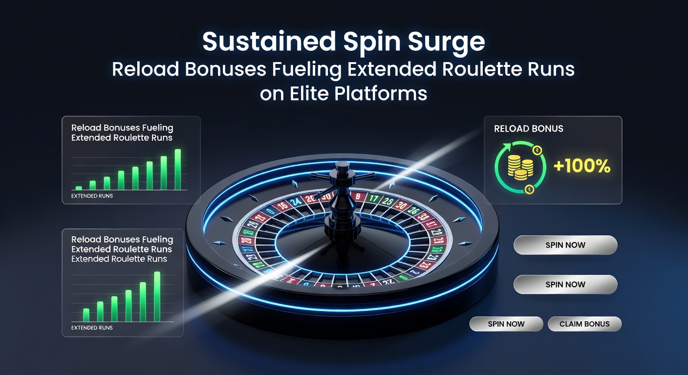 Dynamic screenshot of a premium casino interface displaying active reload bonus on a live roulette table, with extended session stats visible