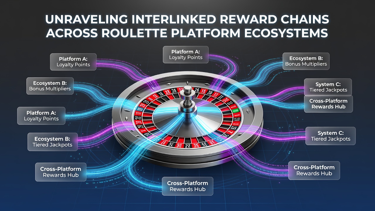 Diagram showing interconnected reward structures across multiple roulette gaming platforms and ecosystems